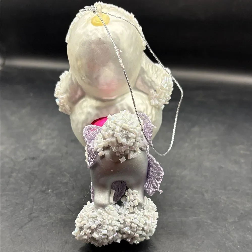 Elegant White Poodle Holiday Ornament
